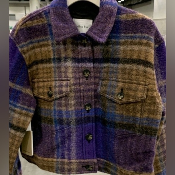 685. NWT Wilfred Ganna purple/brown Wool cropped shacket. Ganna M - Picture 9 of 10